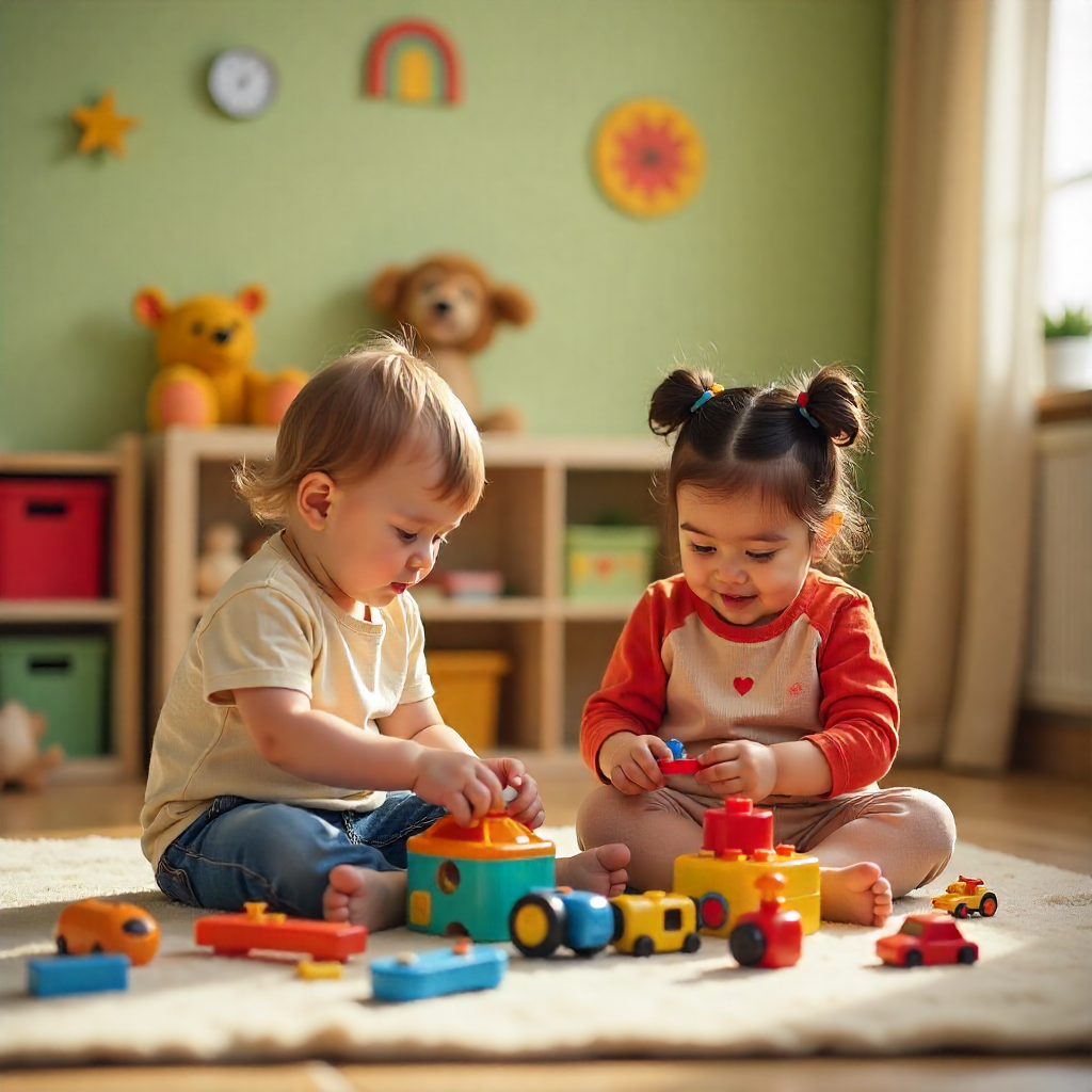 Espaço infantil com brinquedos coloridos