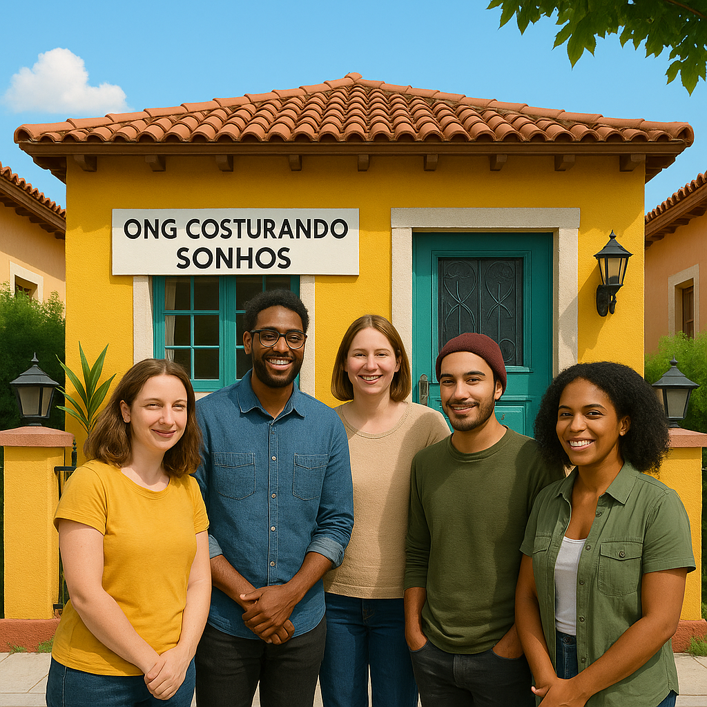 Grupo de voluntários da ONG posando para foto
